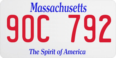 MA license plate 9OC792