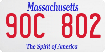 MA license plate 9OC802