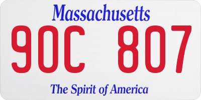 MA license plate 9OC807