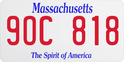 MA license plate 9OC818