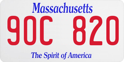 MA license plate 9OC820