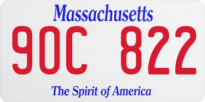 MA license plate 9OC822