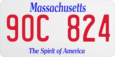 MA license plate 9OC824