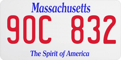 MA license plate 9OC832