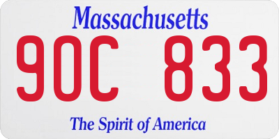 MA license plate 9OC833