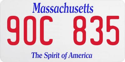 MA license plate 9OC835