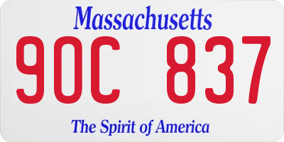 MA license plate 9OC837