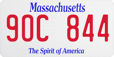 MA license plate 9OC844