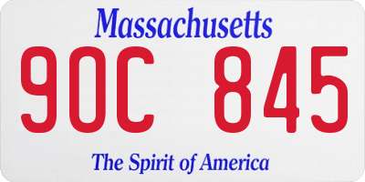 MA license plate 9OC845