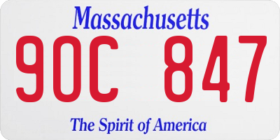 MA license plate 9OC847