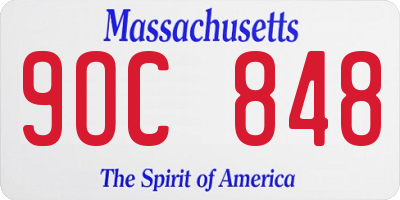 MA license plate 9OC848