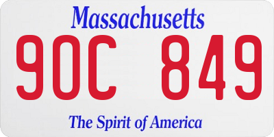 MA license plate 9OC849