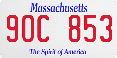 MA license plate 9OC853
