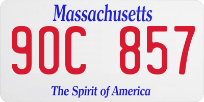 MA license plate 9OC857