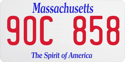 MA license plate 9OC858