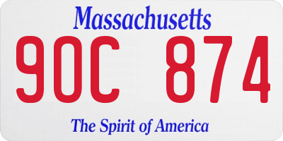 MA license plate 9OC874