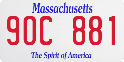 MA license plate 9OC881
