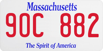 MA license plate 9OC882