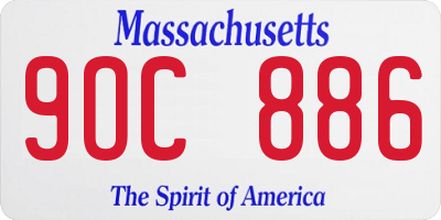 MA license plate 9OC886
