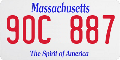 MA license plate 9OC887