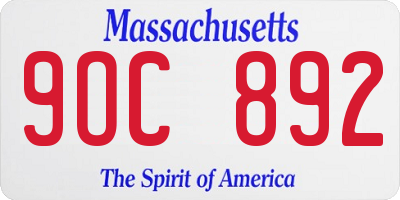 MA license plate 9OC892