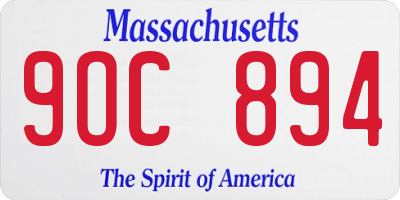 MA license plate 9OC894