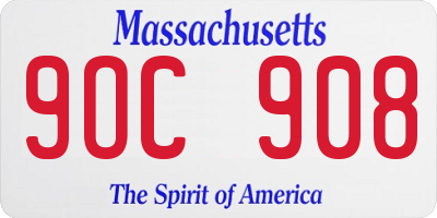 MA license plate 9OC908