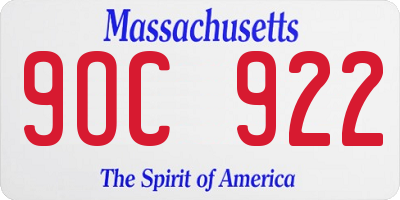 MA license plate 9OC922