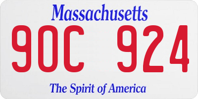 MA license plate 9OC924