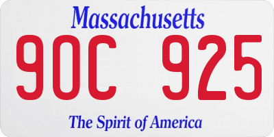 MA license plate 9OC925