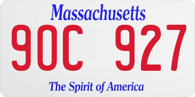 MA license plate 9OC927