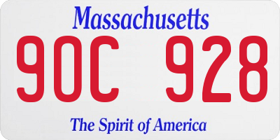 MA license plate 9OC928