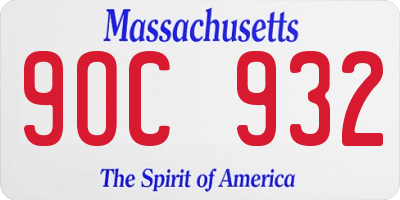 MA license plate 9OC932