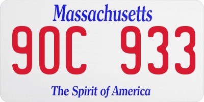 MA license plate 9OC933