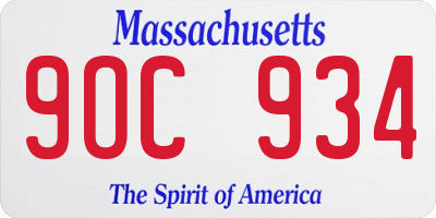 MA license plate 9OC934