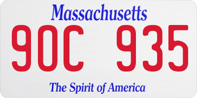 MA license plate 9OC935