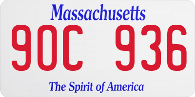 MA license plate 9OC936