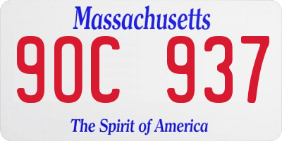 MA license plate 9OC937