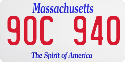 MA license plate 9OC940