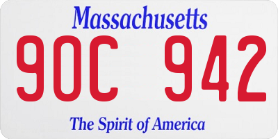 MA license plate 9OC942