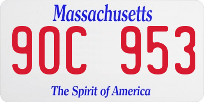 MA license plate 9OC953