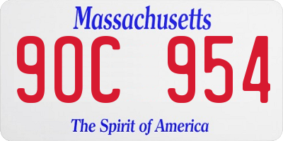 MA license plate 9OC954