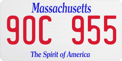 MA license plate 9OC955