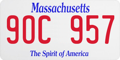 MA license plate 9OC957