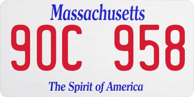 MA license plate 9OC958