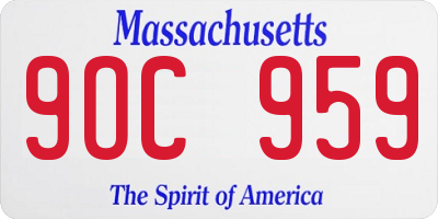 MA license plate 9OC959