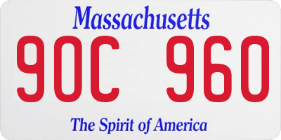MA license plate 9OC960