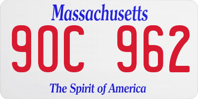 MA license plate 9OC962
