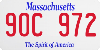 MA license plate 9OC972