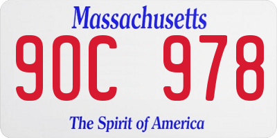 MA license plate 9OC978